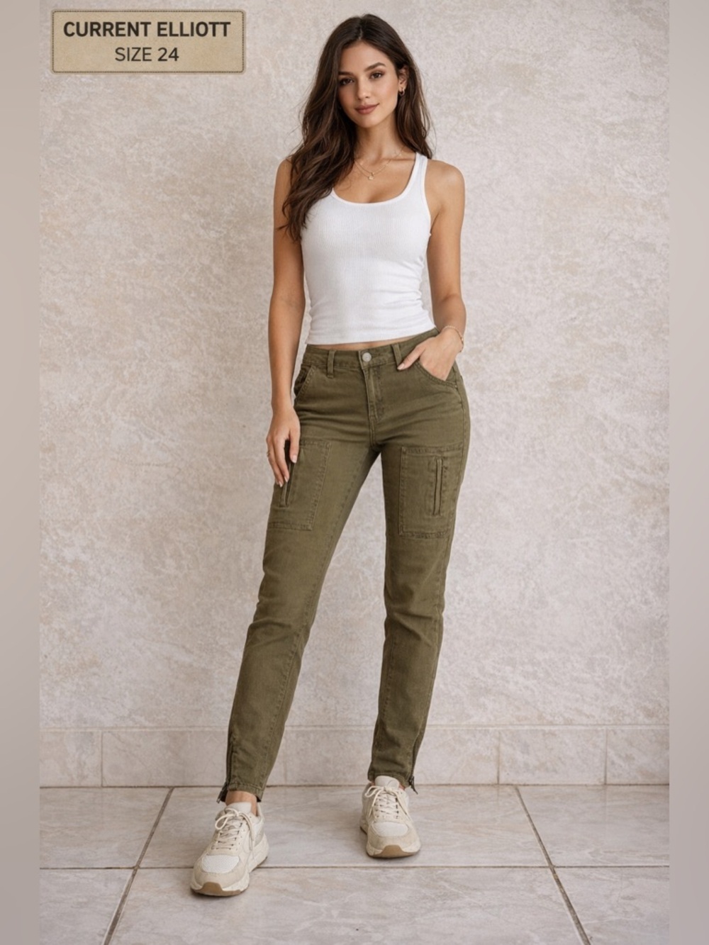 CURRENT ELLIOT FLAT POCKET CARGO SIZE 24 NWT $268